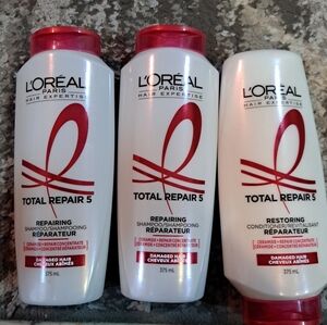 3 Loreal Hair Expertise Total Repair 5 Intense Restoring Shampoo and Conditioner